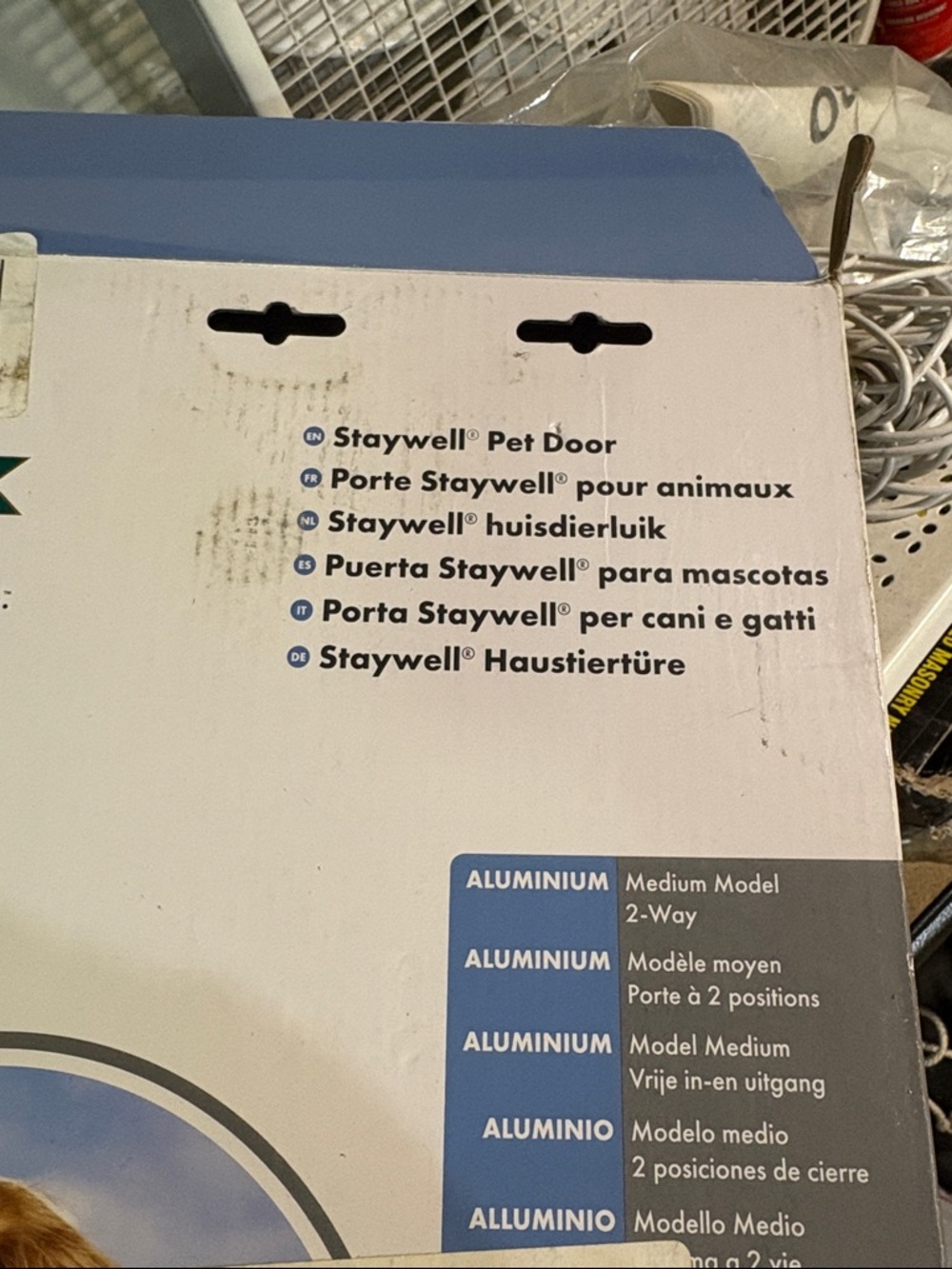 Staywell Pet Door - Aluminum 2-Way - White/Blue Packaging